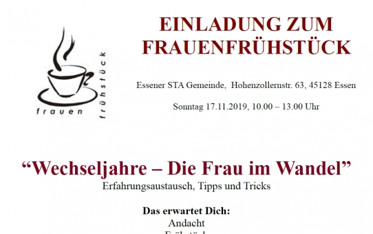 Einladung zum Frauenfrühstück Sonntag 17.November 2019