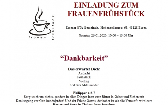 Einladung zum Frauenfrühstück Sonntag 26.Januar 2020