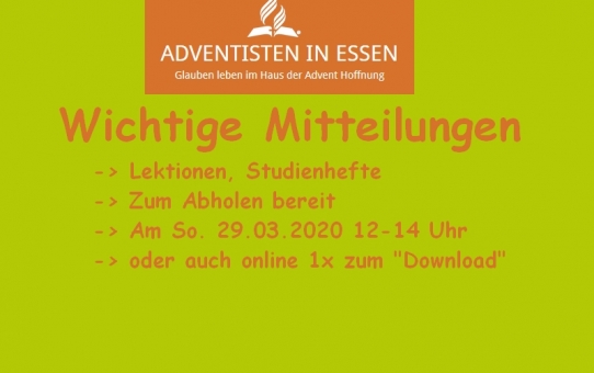 Wichtige Mitteilungen vom 27.03.2020